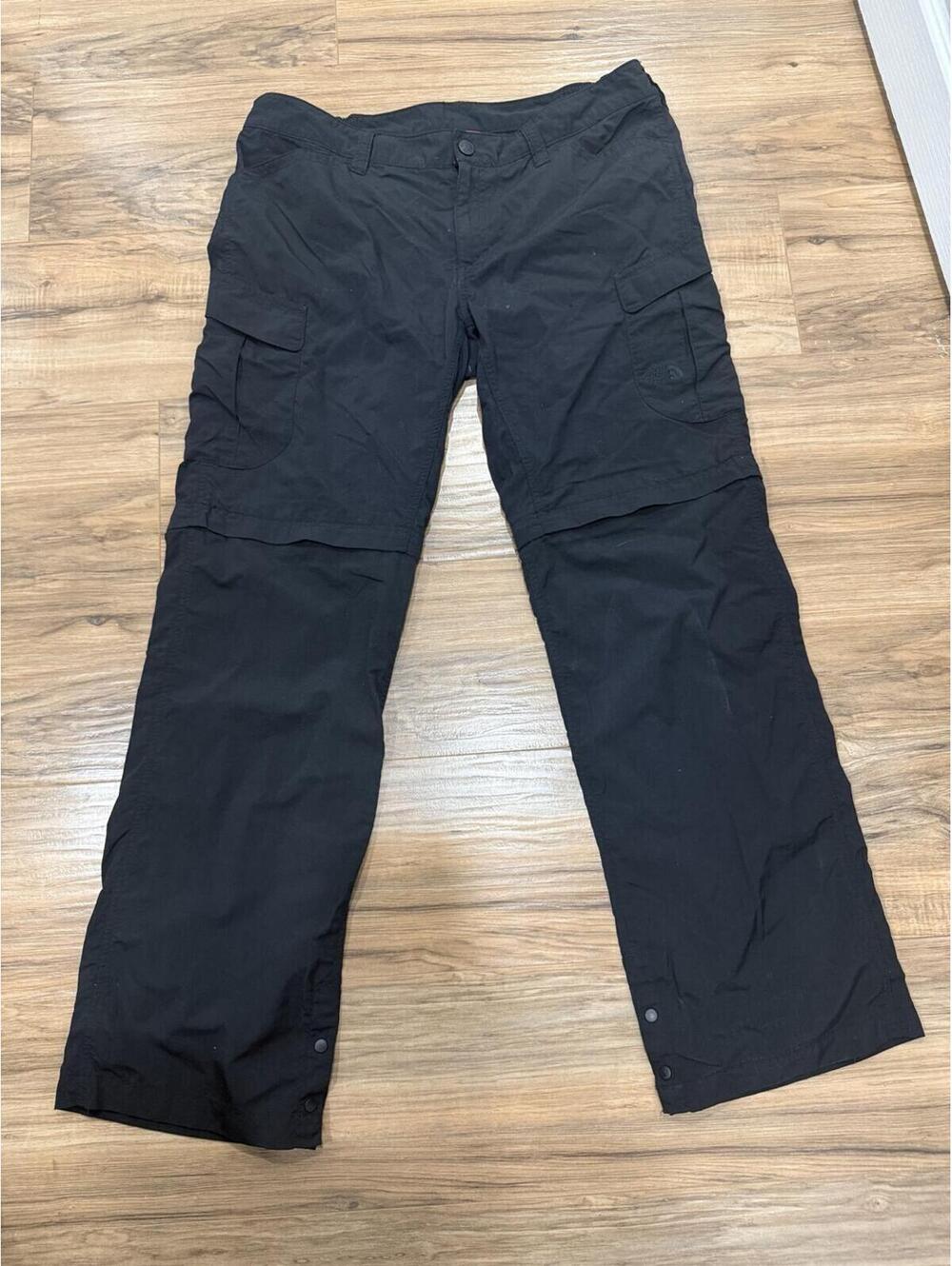 The North Face Women's Large Convertible Hiking Pants Black Zip Off Cargo Nylon